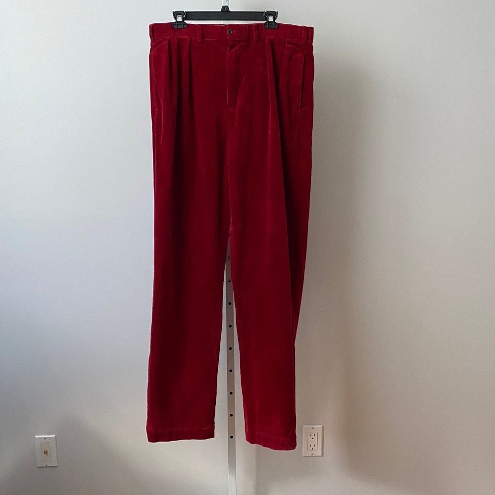 Polo Ralph Lauren 38x36 Red Corduroy Pleated Pants Mens Straight Leg Holiday